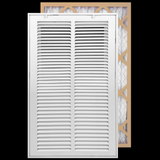 14"x24" White Steel Return Air Filter Grille, Filter Included, Removable Door