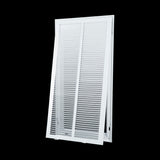 14"x30" White Steel Return Air Filter Grille, Removable Door, for 1-Inch Filters