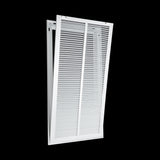 14"x30" White Steel Return Air Filter Grille, Removable Door, Plastic Latches, for 1-Inch Filters
