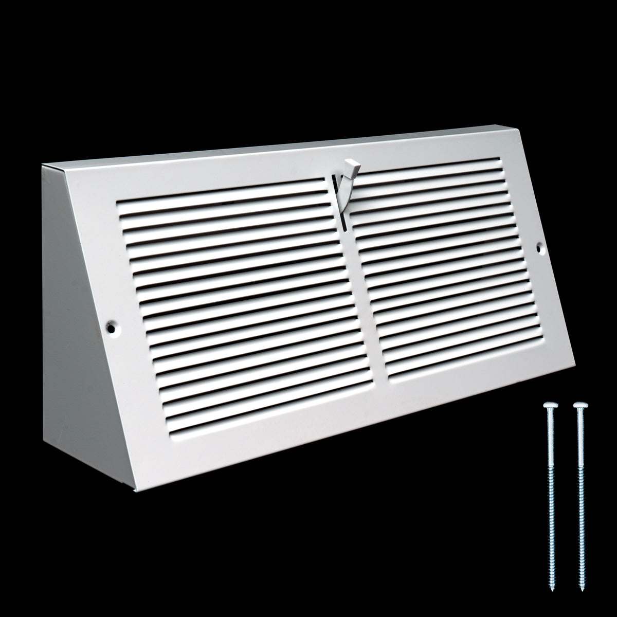 Handua Steel Triangular Baseboard Return Air Supply Grille with Damper | Air Register Vent Cover Grill | 3.75" Depth | White
