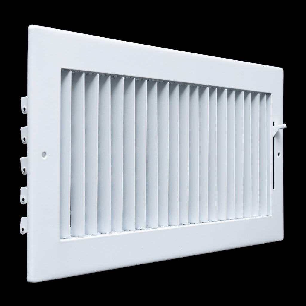14"W x 6"H Steel Adjustable Air Supply Grille | Register Vent Cover Grill for Sidewall and Ceiling | White | Outer Dimensions: 15.75"W X 7.75"H for 14x6 Duct Opening