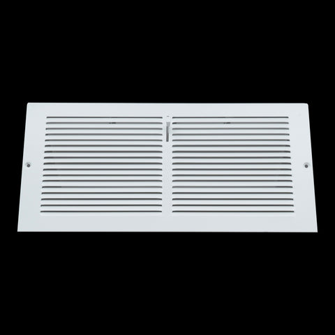 14"W x 6"H [Duct Opening] Steel Triangular Baseboard Return Air Supply Grille with Damper | 3.75" Depth | White | Outer Dimensions: 15-3/4" x 6-5/8"