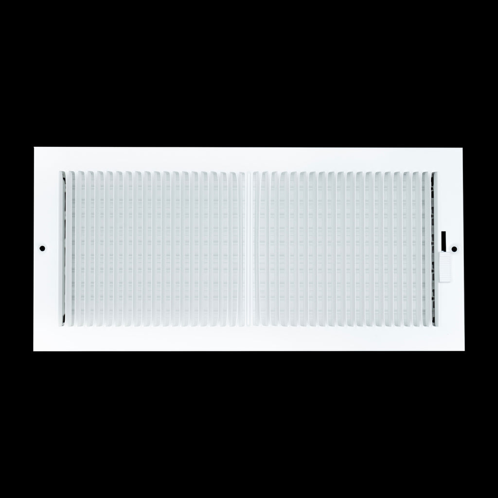 14"x6" Steel Baseboard Air Supply Grille with Multi-Shutter Damper | White | Outer Dimension: 15-1/4"W X 7-1/4"H