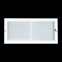 14"W x 6"H [Duct Opening] Steel Baseboard Air Supply Grille with Multi-shutter Damper | White | Outer Dimensions: 14-1/4" x 7-1/4"