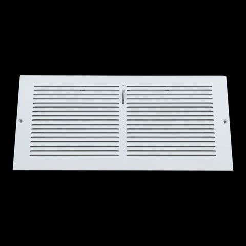 14"W x 6"H [Duct Opening] Steel Triangular Baseboard Return Air Supply Grille with Damper | 3.75" Depth | White | Outer Dimensions: 15-3/4" x 6-5/8"