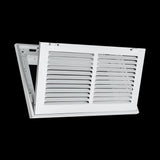14"x6" White Steel Return Air Filter Grille, Removable Door, Plastic Latches, for 1-Inch Filters