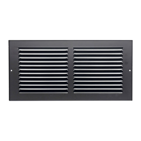 14"x6" Steel Return Air Grille – HVAC Cold Air Intake Vent Cover, Black | Out. Dim.: 15-3/4"W X 7-3/4"H