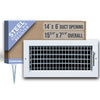 14"W x 6"H Steel Adjustable Air Supply Grille | Register Vent Cover Grill for Sidewall and Ceiling | White | Outer Dimensions: 15.75"W X 7.75"H for 14x6 Duct Opening