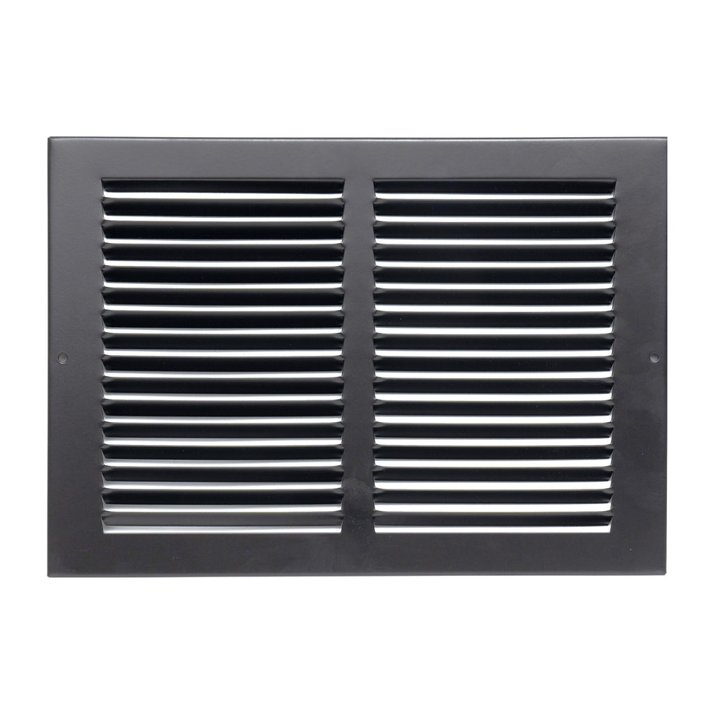 14"x8" Steel Return Air Grille – HVAC Cold Air Intake Vent Cover, Black | Out. Dim.: 15-3/4"W X 9-3/4"H