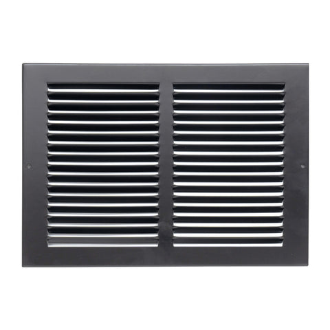 14"x8" Steel Return Air Grille – HVAC Cold Air Intake Vent Cover, Black | Out. Dim.: 15-3/4"W X 9-3/4"H