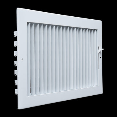 14x8 White Steel Adjustable Supply Register, Air Vent Cover with Damper for Sidewall Or Ceiling