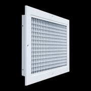 14 x 8-inch White Aluminum eggcrate return grille, angled view