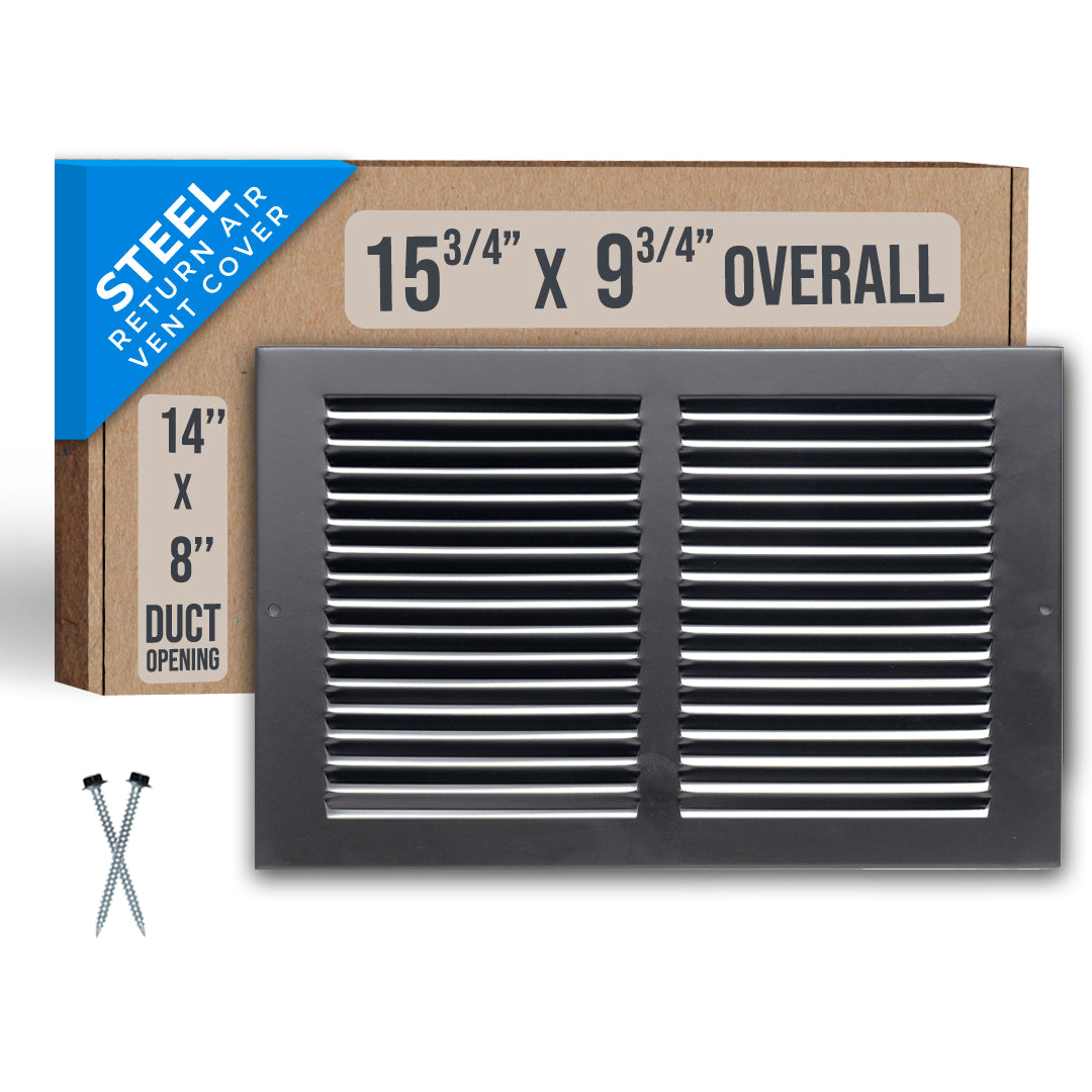 Handua Steel Return Air Grille | Vent Cover Grill for Sidewall and Ceiling | Black