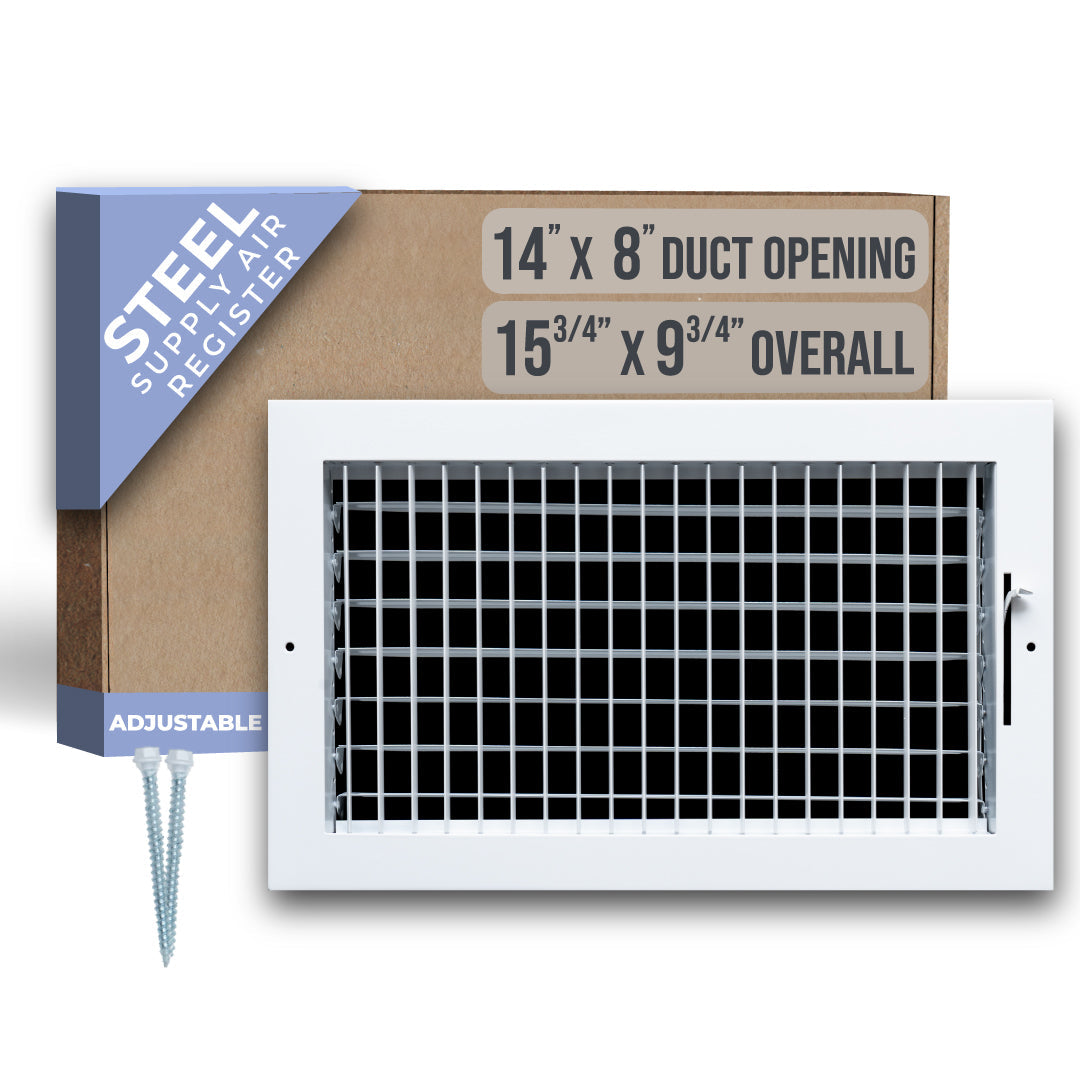 Handua Steel Adjustable Air Supply HVAC Grille | White Vent Cover Grill for Sidewall and Ceiling
