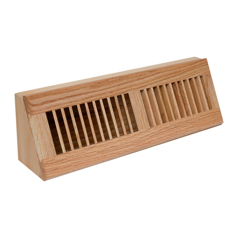 15" Oak Wood Corner Baseboard Register, Adjustable Vent Cover