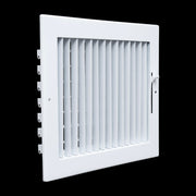 10 x 8-inch White Steel adjustable supply register, angled view