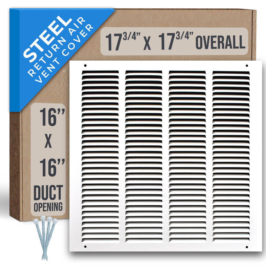 Handua Steel Return Air Grille | Vent Cover Grill for Sidewall and Ceiling, White