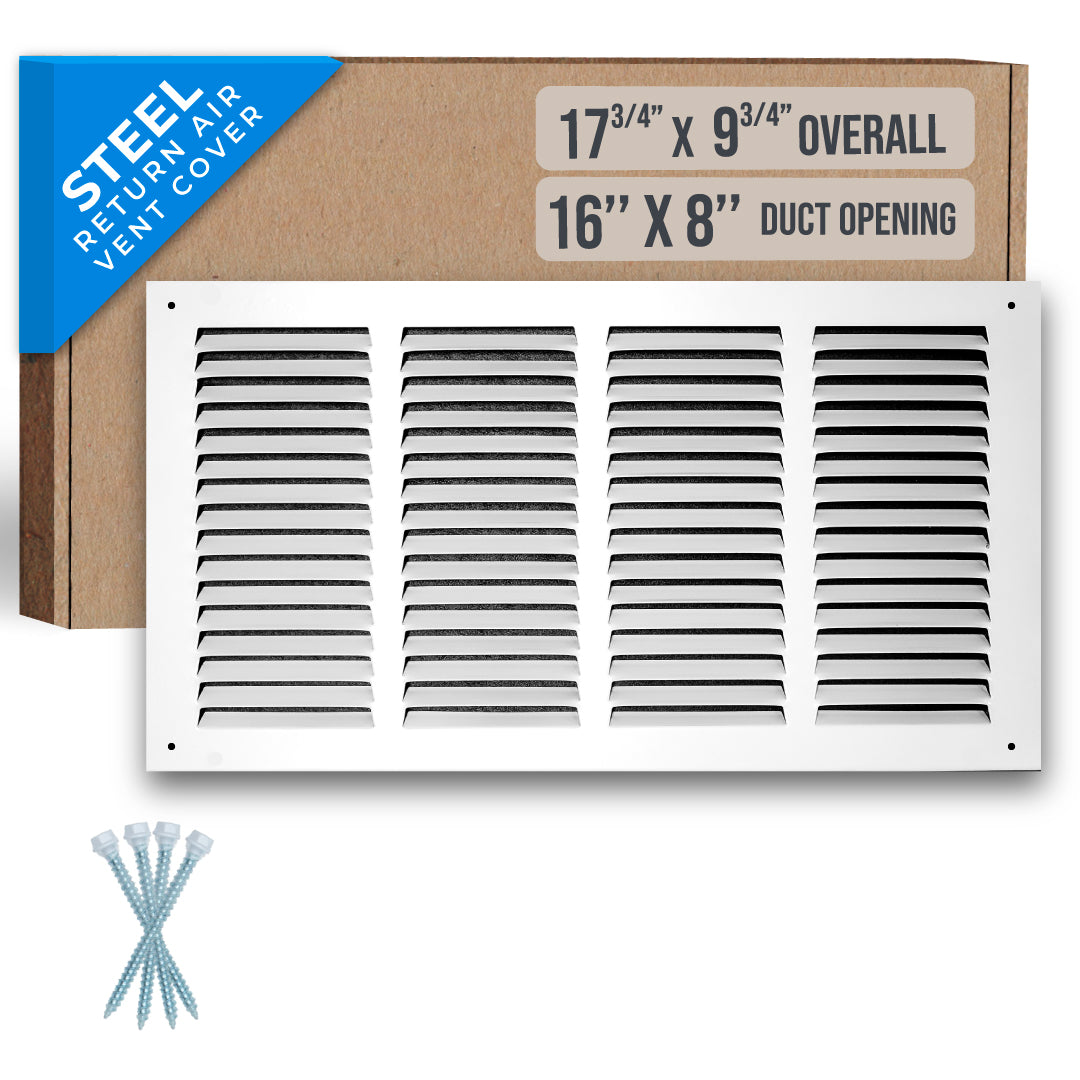 Handua Steel Return Air Grille | Vent Cover Grill for Sidewall and Ceiling, White