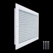16 x 10-inch White Aluminum eggcrate return grille, angled view