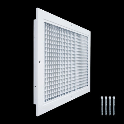 16" x 16" [Duct Opening] Aluminum Return Air Grille | Rust Proof Eggcrate Vent Cover Grill for Sidewall and Ceiling, White | Outer Dimensions: 17.75" X 17.75"