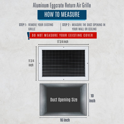 16" x 16" [Duct Opening] Aluminum Return Air Grille | Rust Proof Eggcrate Vent Cover Grill for Sidewall and Ceiling, White | Outer Dimensions: 17.75" X 17.75"