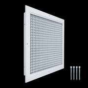 16 x 12-inch White Aluminum eggcrate return grille, angled view