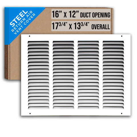 16" X 12" Duct Opening | Steel Return Air Grille for Sidewall and Ceiling | Outer Dimensions: 17.75"W X 13.75"H