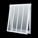 16"x20" White Steel Return Air Filter Grille, Fixed Hinged, for 1-Inch Filters