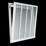 16"x20" White Steel Return Air Filter Grille, Removable Door, Plastic Latches, for 1-Inch Filters