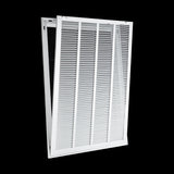 16"x25" White Steel Return Air Filter Grille, Removable Door, Plastic Latches, for 1-Inch Filters