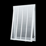16"x25" White Steel Return Air Filter Grille, Fixed Hinged, for 1-Inch Filters