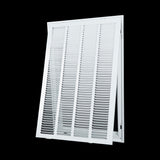 16"x25" White Steel Return Air Filter Grille, Removable Door, for 1-Inch Filters