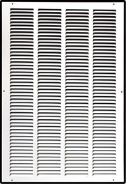 16 x 25-inch White Steel flat stamped return grille, front view