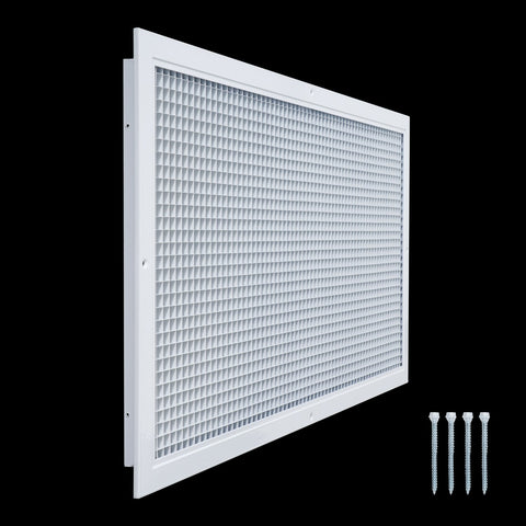 16" x 32" [Duct Opening] Aluminum Return Air Grille | Rust Proof Eggcrate Vent Cover Grill for Sidewall and Ceiling, White | Outer Dimensions: 17.75" X 33.75"