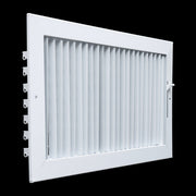 16 x 8-inch White Steel adjustable supply register, angled view