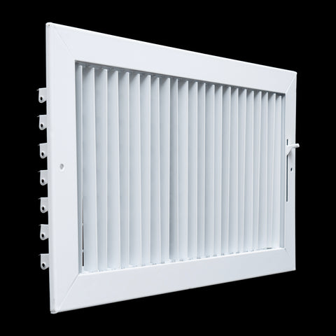 16"W x 8"H Steel Adjustable Air Supply Grille | Register Vent Cover Grill for Sidewall and Ceiling | White | Outer Dimensions: 17.75"W X 9.75"H for 16x8 Duct Opening