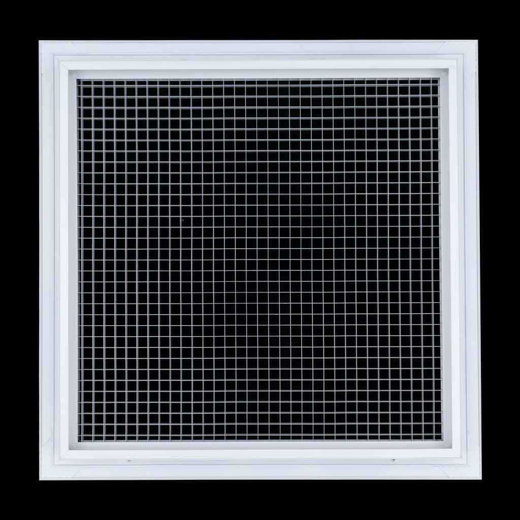 18"x18" Aluminum Eggcrate Return Air Filter Grille for Sidewall and Ceiling | White | Out. Dim.: 20-1/4"W X 20-1/4"H