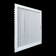 18 x 18-inch White Steel adjustable supply register, angled view