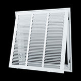 18"x18" White Steel Return Air Filter Grille, Fixed Hinged, for 1-Inch Filters