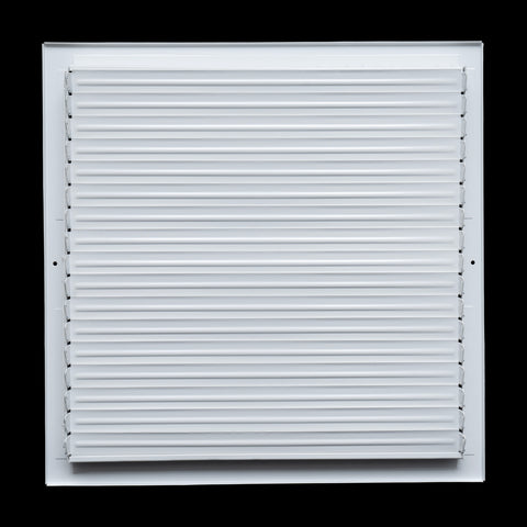 18"W x 18"H  Steel Adjustable Air Supply Grille | Register Vent Cover Grill for Sidewall and Ceiling | White | Outer Dimensions: 19.75"W X 19.75"H for 18x18 Duct Opening