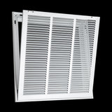 18"x18" White Steel Return Air Filter Grille, Removable Door, Plastic Latches, for 1-Inch Filters