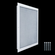 18 x 18-inch White Aluminum eggcrate return grille, angled view