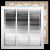 18"x18" White Steel Return Air Filter Grille, Filter Included, Removable Door
