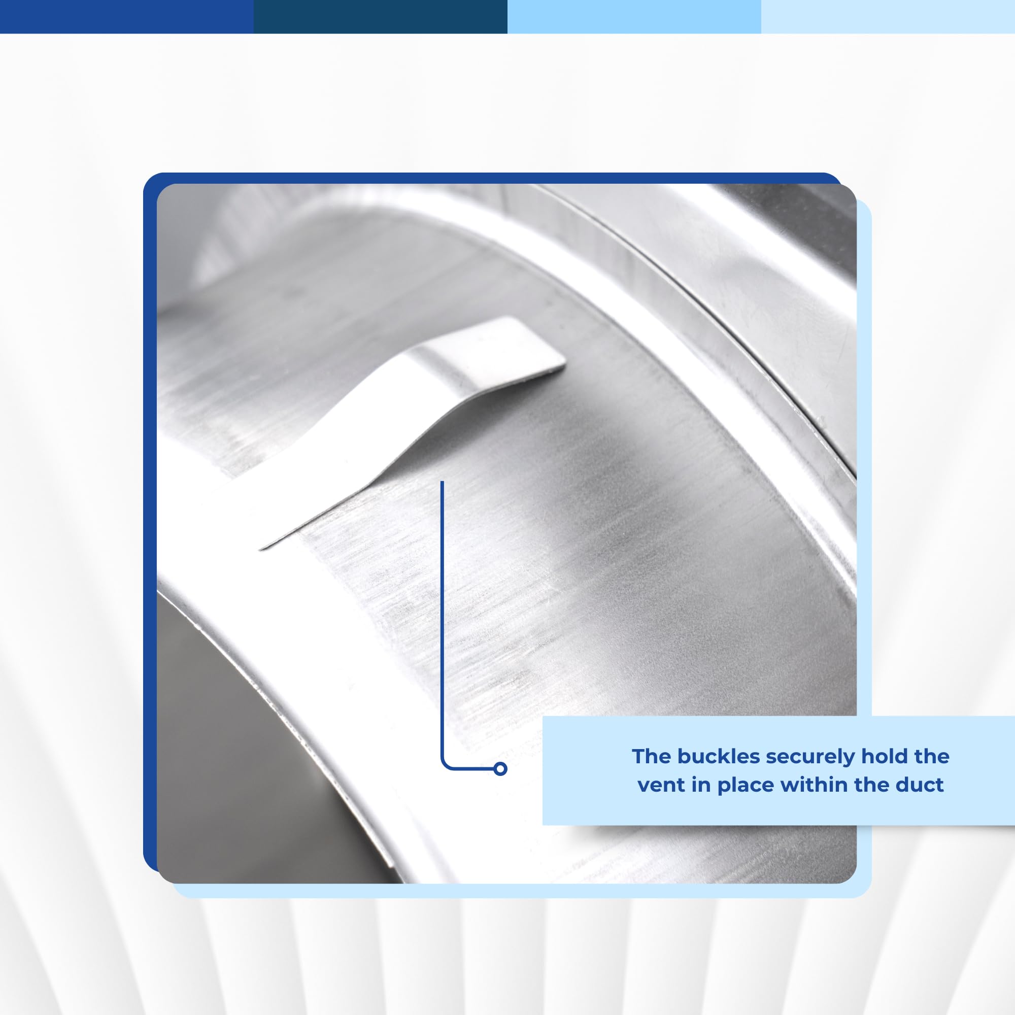 5-inch stainless steel square dryer vent cover with moving louvers, mounting buckle detail