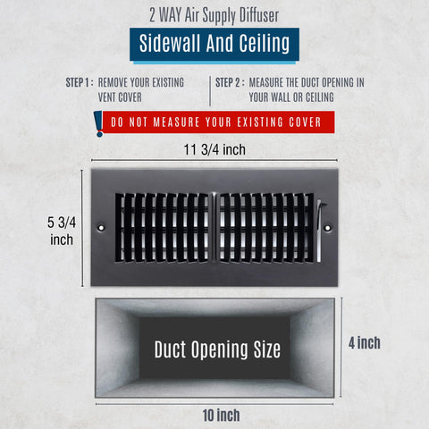 Steel Air Supply Diffuser | 1-2-3-4 Way Vent Cover Grill for Sidewall & Ceiling