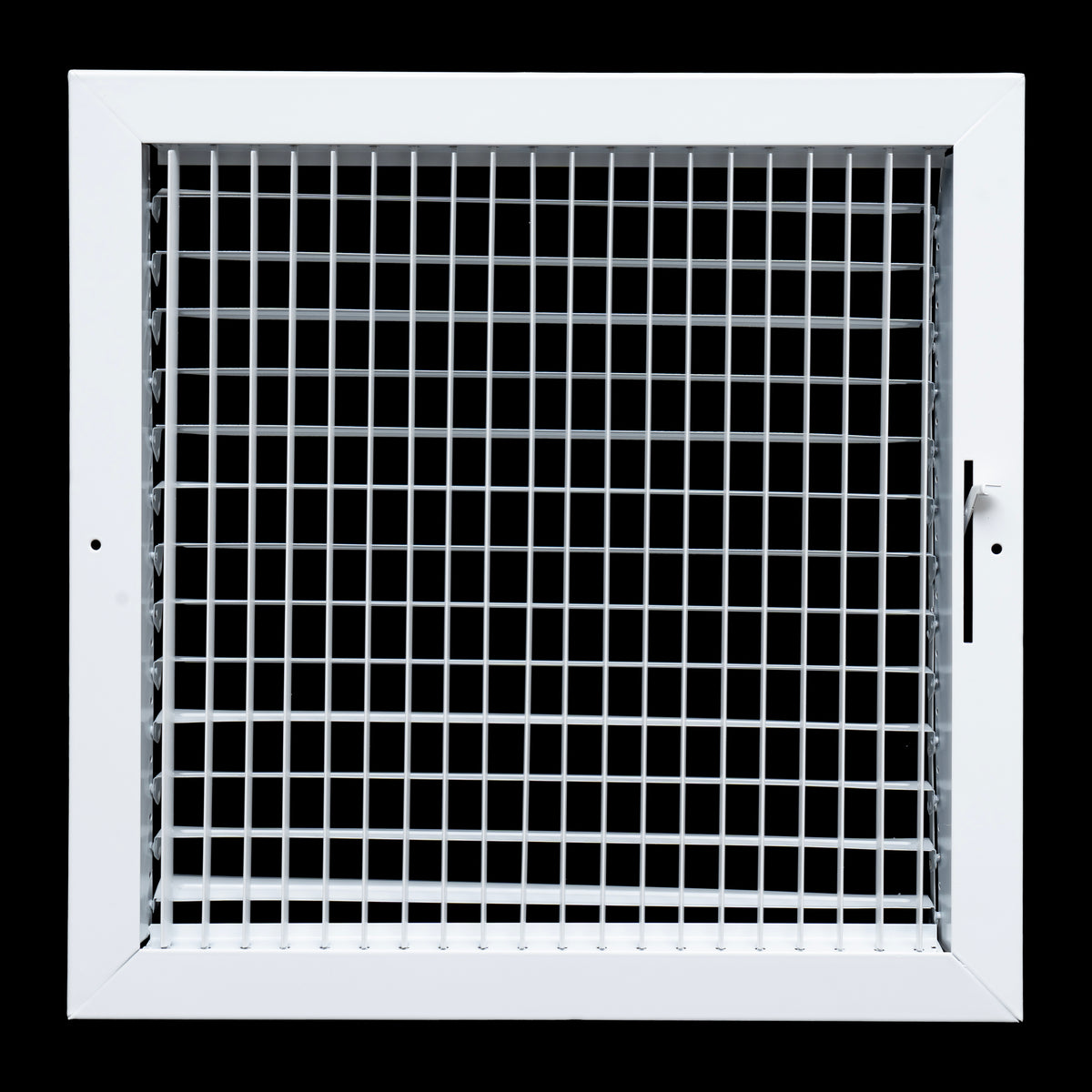 airgrilles 14"w x 14"h steel adjustable air supply grille  -  register vent cover grill for sidewall and ceiling  -  white  -  outer dimensions: 15.75"w x 15.75"h for 14x14 duct opening hnd-adj-wh-14x14-v1