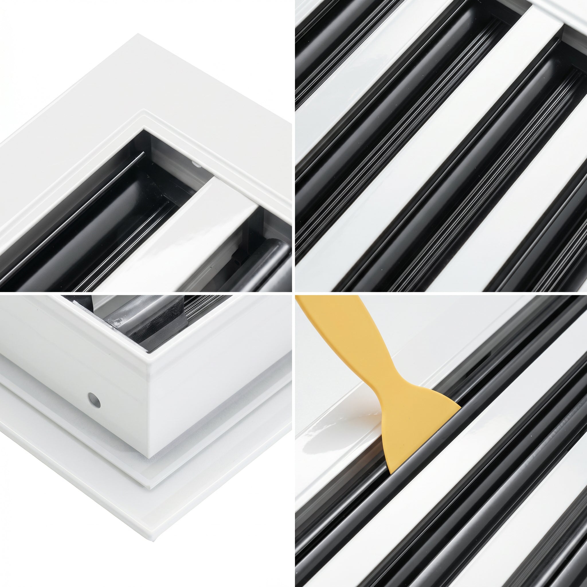 8 x 8-inch White Aluminum linear slot diffuser, louver detail