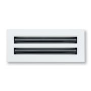 12 x 4-inch White Aluminum linear slot diffuser, front view