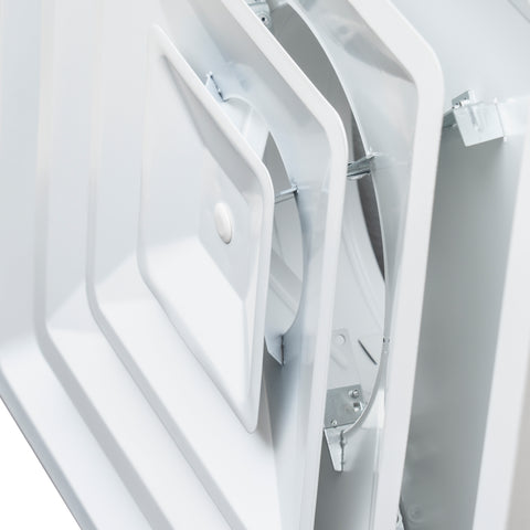 24" x 24" Steel T-Bar Drop Ceiling, 2x2 Lay in Air Supply Diffuser with Round 8" Neck Size - 3 Cone - White - Outer Dimension: 23-3/4" x 23-3/4"