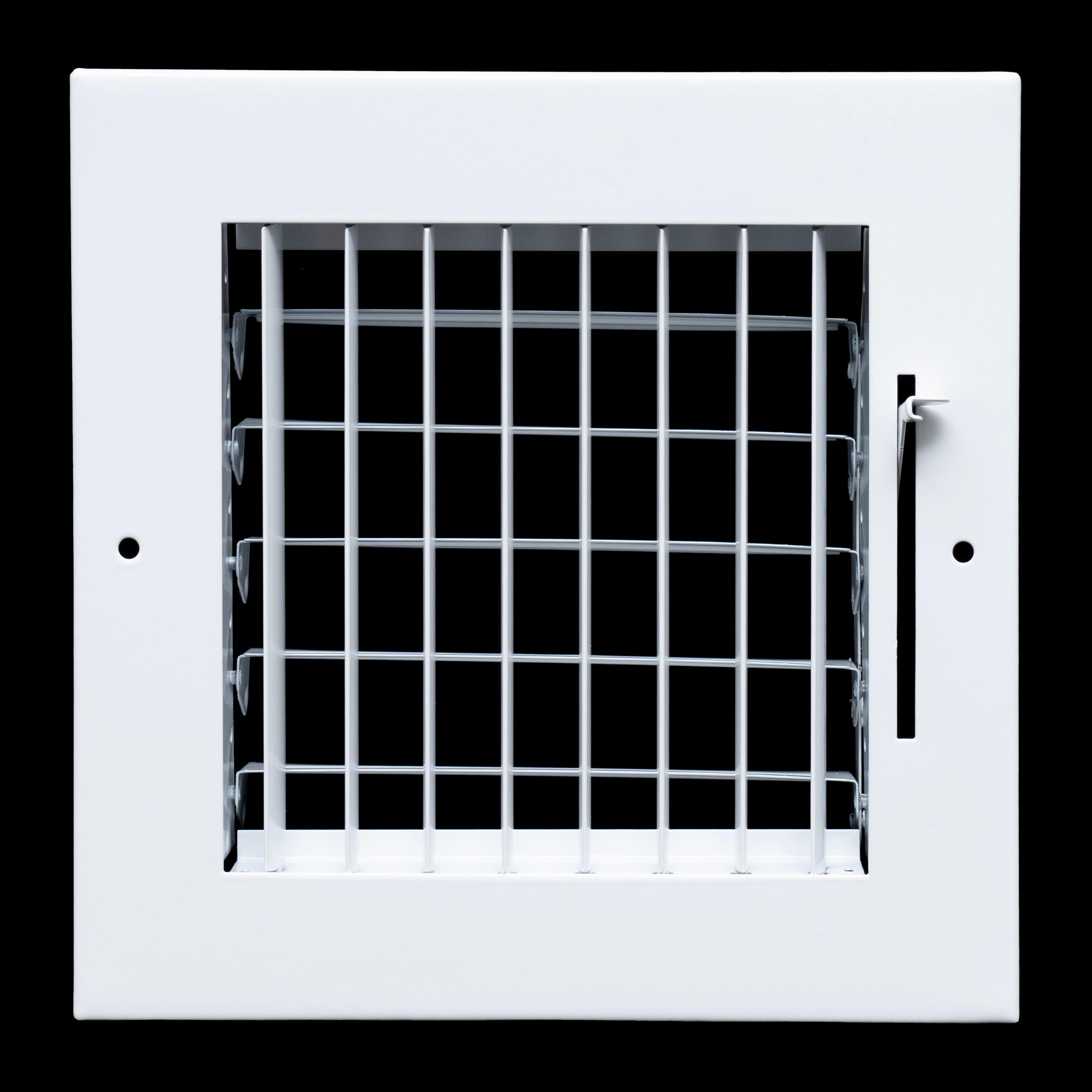 airgrilles 6"w x 6"h steel adjustable air supply grille register vent cover grill for sidewall and ceiling white outer dimensions: 7.75"w x 7.75"h for 6x6 duct opening hnd-adj-wh-6x6-v1